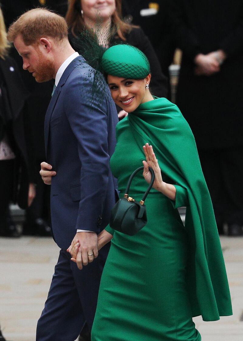 LONDON, ENGLAND - MARCH 09:  Prince Harry, Duke of Sussex (L) and Meghan, Duchess of Sussex arrive to attend the annual Commonwealth Day Service at Westminster Abbey on March 9, 2020 in London, England. (Photo by Dan Kitwood/Getty Images)