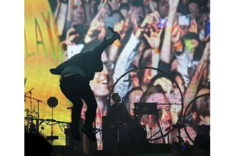 Coldplay on stage on Saturday night in Abu Dhabi.