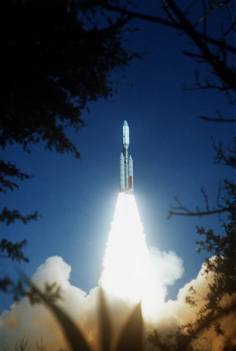 Voyager 2 took off on August 20, 1977, about two weeks before the September 5 launch of Voyager 1.