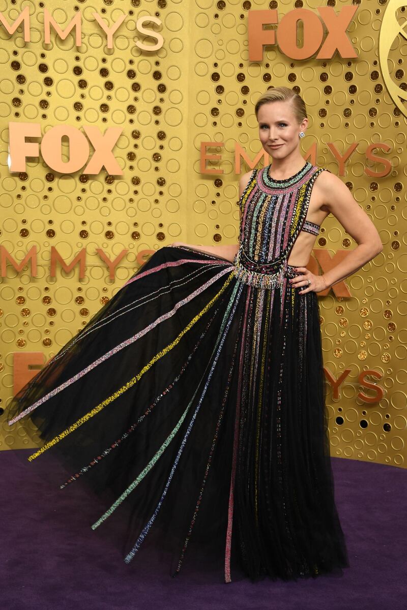 Kristen Bell in Christian Dior at the 71st Emmy Awards at the Microsoft Theatre in Los Angeles on September 22, 2019. AFP