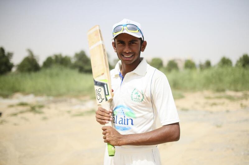 Yodhin Punja, a UAE under 19 cricket player, is photographed at The Fairgounds Oval in Dubai on April 9, 2015. Sarah Dea / The National