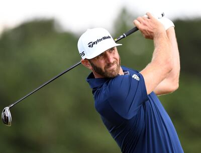epa07720728 Dustin Johnson of the US tees off during the second practice day prior to the British Open Golf Championship at Royal Portrush, Northern Ireland, 16 July 2019.  EPA/FACUNDO ARRIZABALAGA