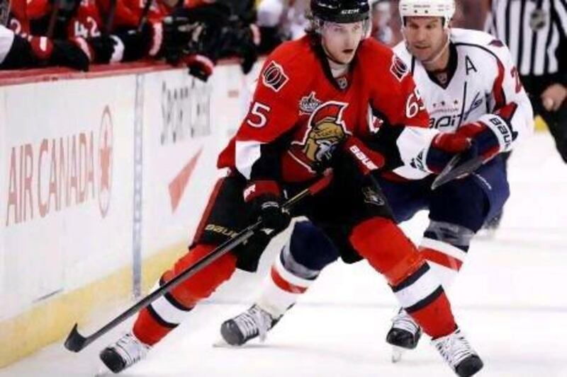 Erik Karlsson, front, has come alive for the Ottawa Senators in his third NHL season.