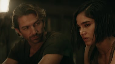 Michiel Huisman stars as Gunnar and Sofia Boutella as Kora in Rebel Moon – Part Two: The Scargiver. Photo: Netflix