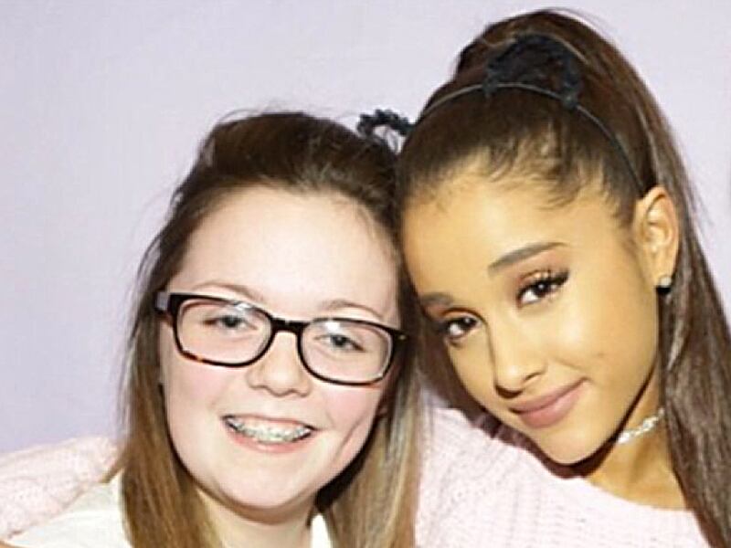 Georgina Callander, 18, pictured with US popstar Ariana Grande two years ago was the first victim named in the Manchester Arena terror attack..