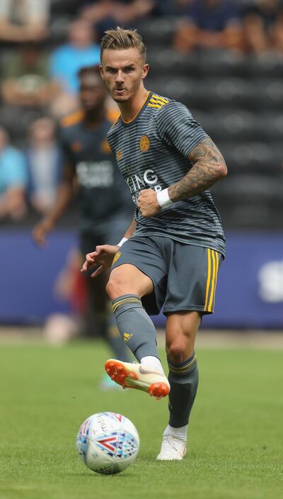 NOTTINGHAM, ENGLAND - JULY 21:  James Maddison of Leicester City passes the ball durng the pre-season friendly match between Notts County and Leicester City at Meadow Lane on July 21, 2018 in Nottingham, England.  (Photo by David Rogers/Getty Images)