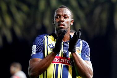 Usain Bolt took part in a prolonged trial with A-League club Central Coast Mariners in 2018. Reuters
