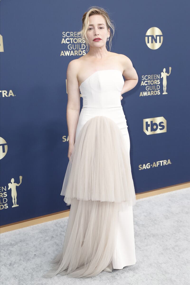 'Yellowstone' actress Piper Perabo in a dress by Kuwaiti designer Bazza Alzouman at the Screen Actors Guild Awards. EPA