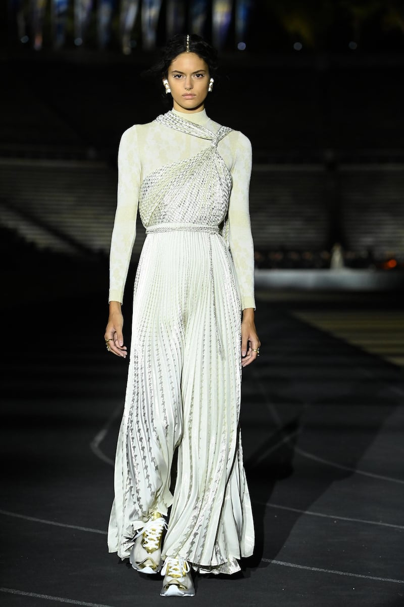 A model walks the runway during the Dior Cruise show 2022 at Panathenaic Stadium on June 17, 2021 in Athens, Greece. Getty Images