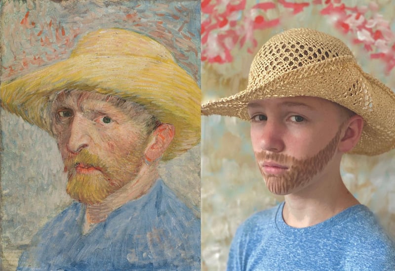 Van Gogh's self-portraits received their fair share of attention during the Getty's challenge. In this submission, the Twitter user matched the background colours perfectly. Via @GettyMuseum / Twitter