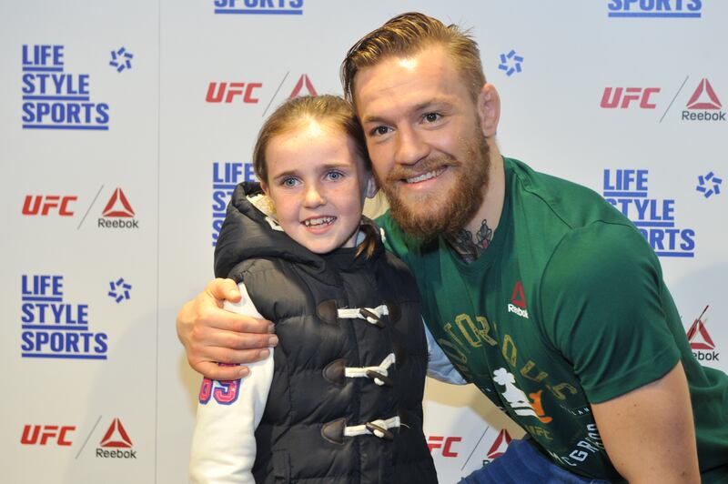 Conor McGregor meets fans at a Reebok UFC Combat Gear retail event held at Lifestyle Sports on October 22, 2015 in Dublin, Ireland.