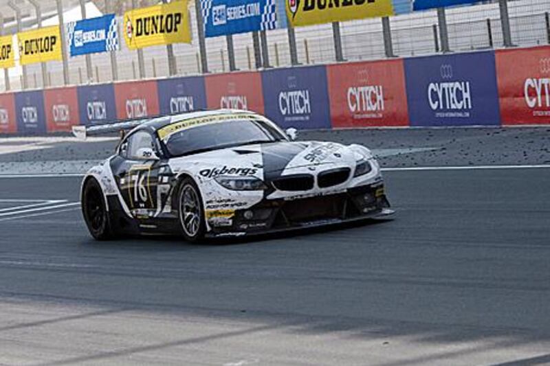 The Need for Speed Schubert team’s BMW on its way to victory in Dubai yesterday.