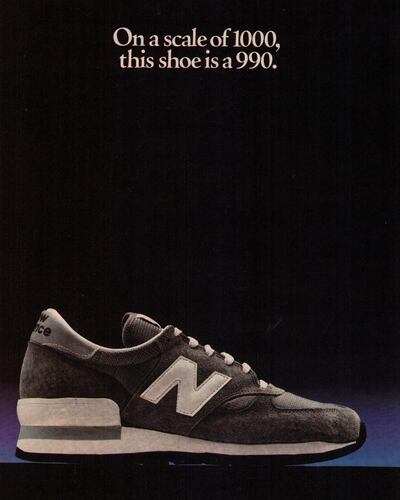 The original ad for the New Balance 990. Courtesy New Balance