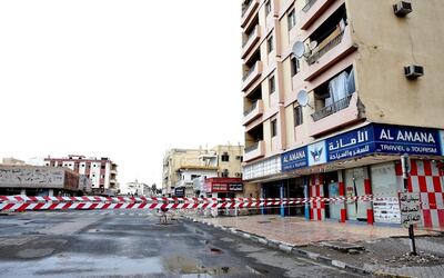The building was cordoned off by police after debris was seen falling. Courtesy: RAK Police