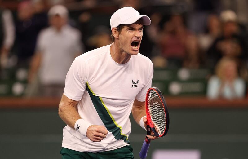 Andy Murray beat Tomas Etcheverry of Argentina during the BNP Paribas Open at Indian Wells. Getty