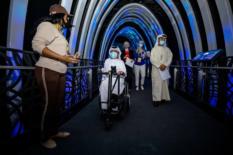DUBAI, APRIL 01 2021: Guests experiencing a low sensory tour of Terra - The Sustainability Pavilion on World Autism Day, Expo 2020 Dubai. (Photo by Suneesh Sudhakaran/Expo 2020)