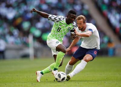 FILE PHOTO: Soccer Football - International Friendly - England vs Nigeria - Wembley Stadium, London, Britain - June 2, 2018   England's Harry Kane in action with Nigeria's Oghenekaro Etebo                  Action Images via Reuters/Carl Recine/File Photo