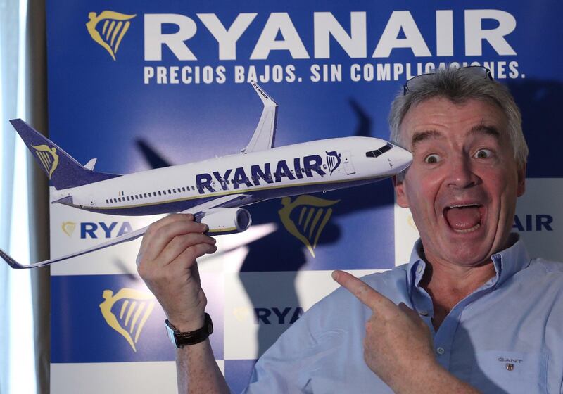 epa06159472 Irish low cost airline Ryanair's CEO, Michael O'Leary, as he addresses a press conference in Madrid, Spain, 24 August 2017. O'Leary announced that the company was not affected by terrorist attacks committed in Barcelona and Cambrils several days ago as the prices were 'automatically' reduced. He added that the fares lowered between five - seven percent in its fights to Barcelona after terrorist attacks, causing 15 deaths and more than one hundred other injured.  EPA/Chema Moya