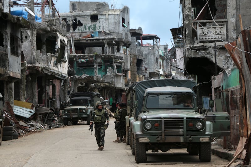 Philippine troops in the streets of Marawi. Florian Neuhof for The National