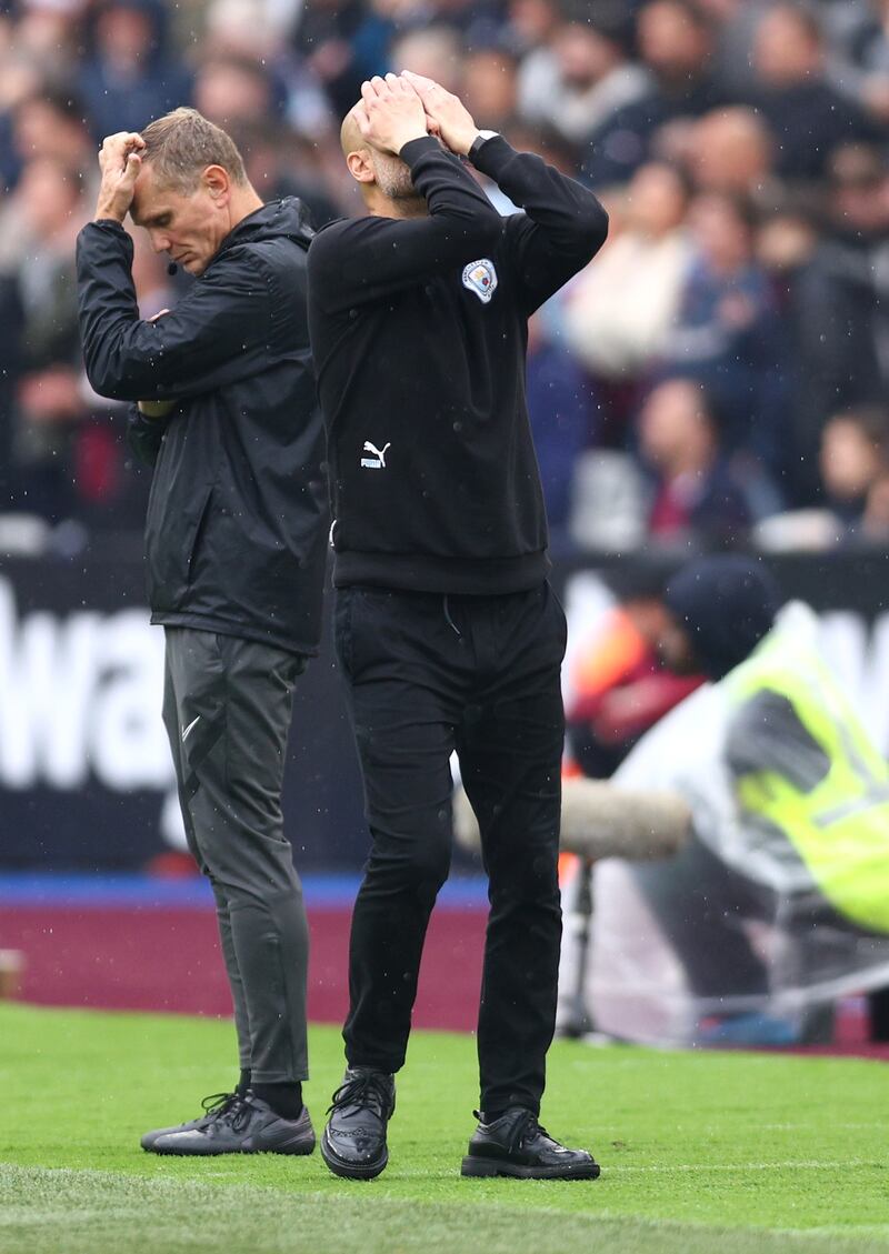 City manager Pep Guardiola at the London Stadium. Getty