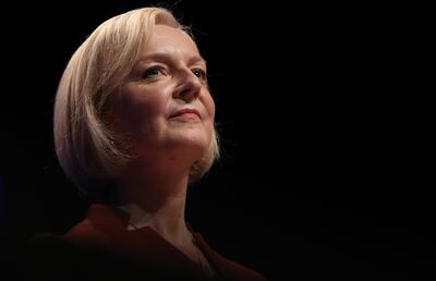 British Prime Minister Liz Truss delivers her keynote speech at the Conservative Party Conference in Birmingham. EPA