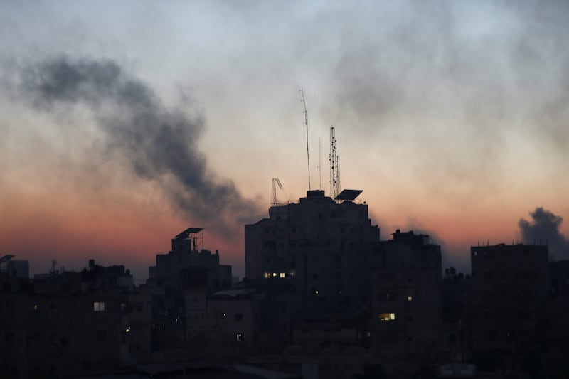 Smoke rises from a building during an Israeli raid at Al Shifa Hospital in northern Gaza. Reuters