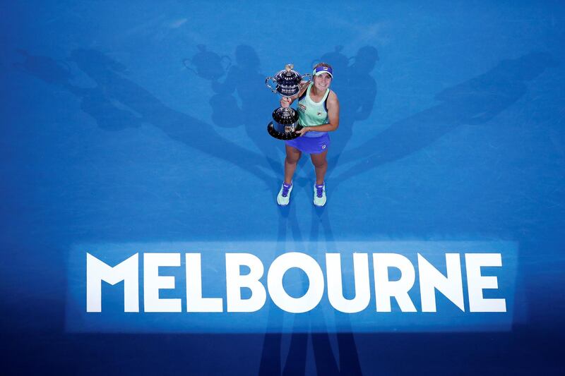 MELBOURNE, AUSTRALIA - FEBRUARY 01:  Sofia Kenin of the United States poses with the Daphne Akhurst Memorial Cup after winning her Women's SinglesÂ Final match against Garbine Muguruza of Spain on day thirteen of the 2020 Australian Open at Melbourne Park on February 01, 2020 in Melbourne, Australia. (Photo by Daniel Pockett/Getty Images)