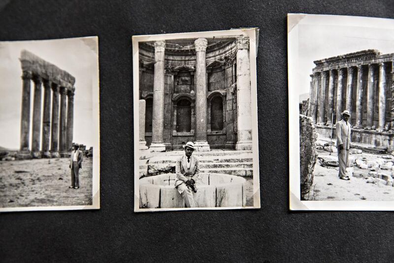 Mrs Hernacka-Azzi, ’s late husband visiting the ruins at Baalbek in the 50s.