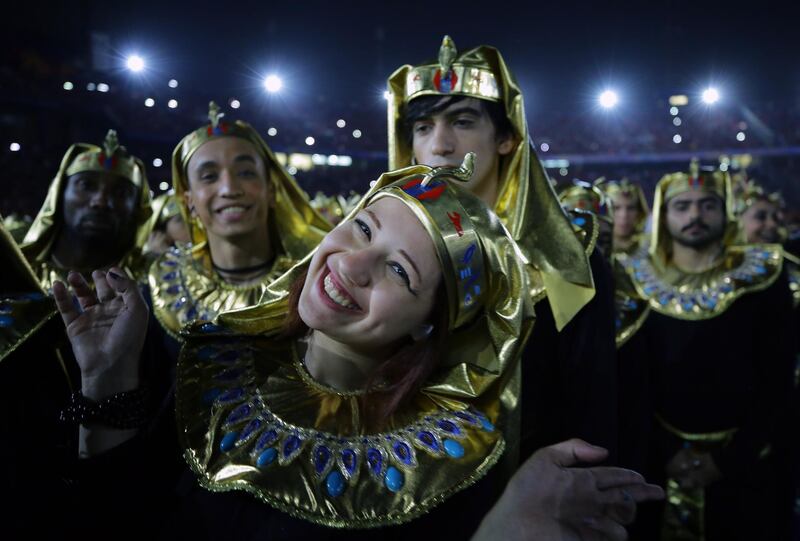 Dancers perform during the opening ceremony before the the opening match of the 2019 Africa Cup of Nations between Egypt and Zimbabwe at Cairo International Stadium in Cairo. EPA