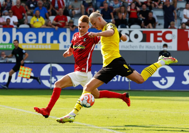 Borussia Dortmund's Erling Haaland was named forward of the year by Uefa. AP