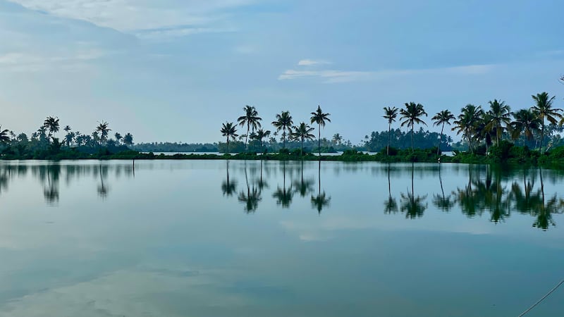 Ayyappan Nair's journey took him past palm-fringed lagoons and mini islands.