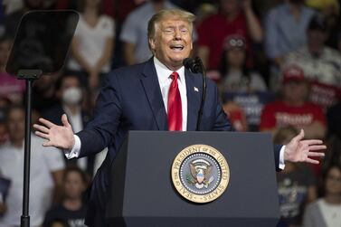 US President Donald Trump speaks during an event in Tulsa, Oklahoma in his first campaign rally since the coronavirus pandemic took hold in the US. Bloomberg