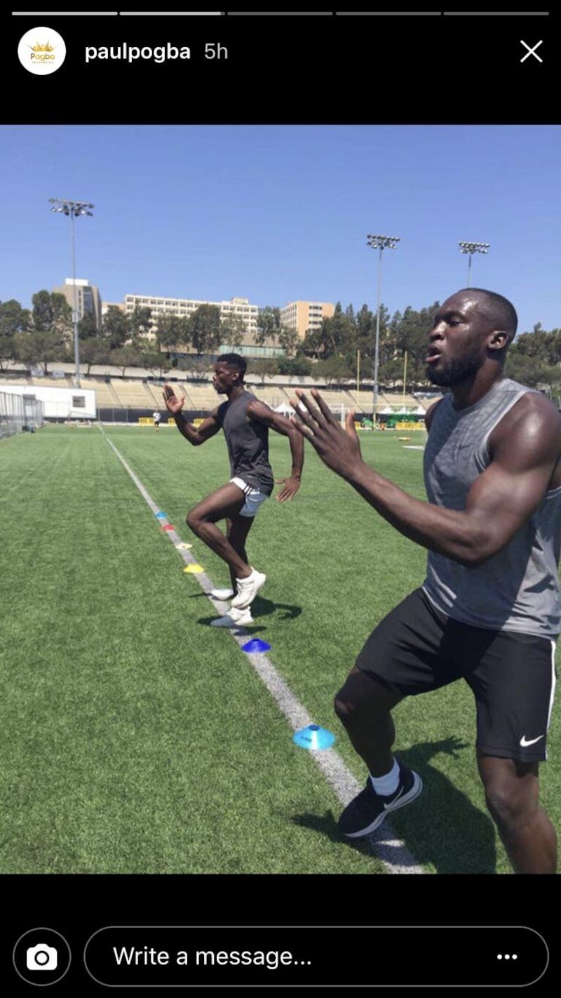 Paul Pogba and Romelu Lukaku training in Los Angeles. Paul Pogba / Instagram
