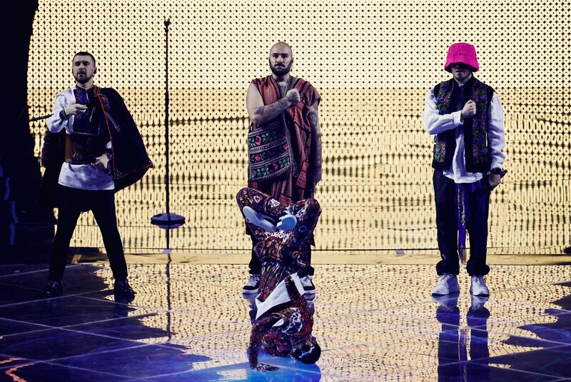 Kalush Orchestra from Ukraine perform during the first semi-final of the 2022 Eurovision Song Contest in Turin, Italy. Reuters