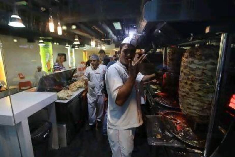 The Shish Shawerma restaurant is extremely popular with evening diners. Ravindranath K / The National