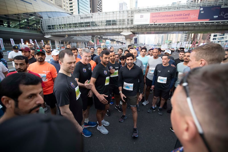 Sheikh Hamdan at the start of Dubai Run near Museum of the Future 