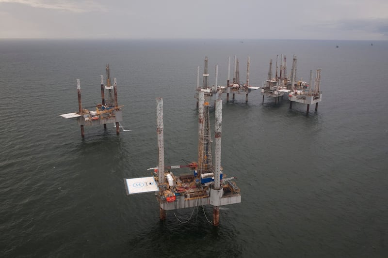 Unused oil rigs in the Gulf of Mexico, near Louisiana, US. The IEA expects global crude demand to rise by 2.4 million barrels per day in 2023. Reuters