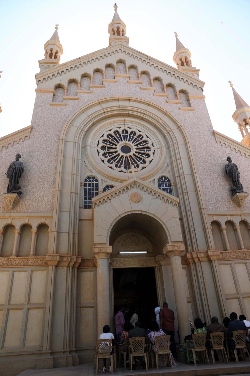 An exterior view of St. Matthew's Cathedral Church during Christmas Mass.