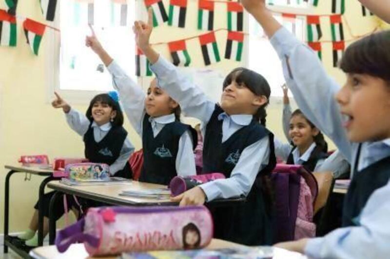 Students at Al Shorouq Shool in Jumeriah. Standards at the school are said to be acceptable, not outstanding.