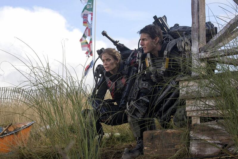 Emily Blunt and Tom Cruise in Edge of Tomorrow. Courtesy Warner Bros.