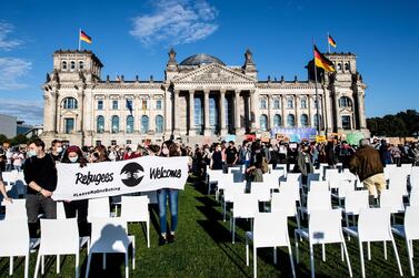 Thousands protested in Berlin on Sunday to demand more action from the EU after the Moria refugee camp in Greece burnt down this month. EPA