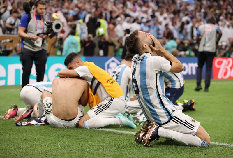 Argentina players celebrate victory. Getty