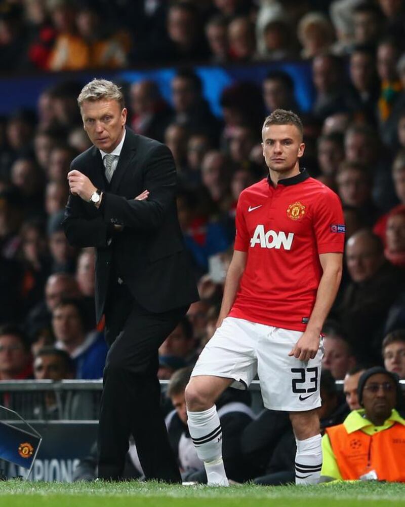 United manager David Moyes, left, tried to get the best out of Cleverley. Getty

