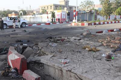 epa08576411 A view of destruction caused at the scene a day after a powerful bomb blast in Logar, Afghanistan, 31 July 2020. At least 10 people were killed and 40 others wounded on 30 July 2020 when a car packed with explosives was detonated in the eastern province of Logar on the eve of a cease-fire between government forces and the Taliban for Eid al-Adha, Afghan officials said.  EPA/AHMADULLAH AHMADI