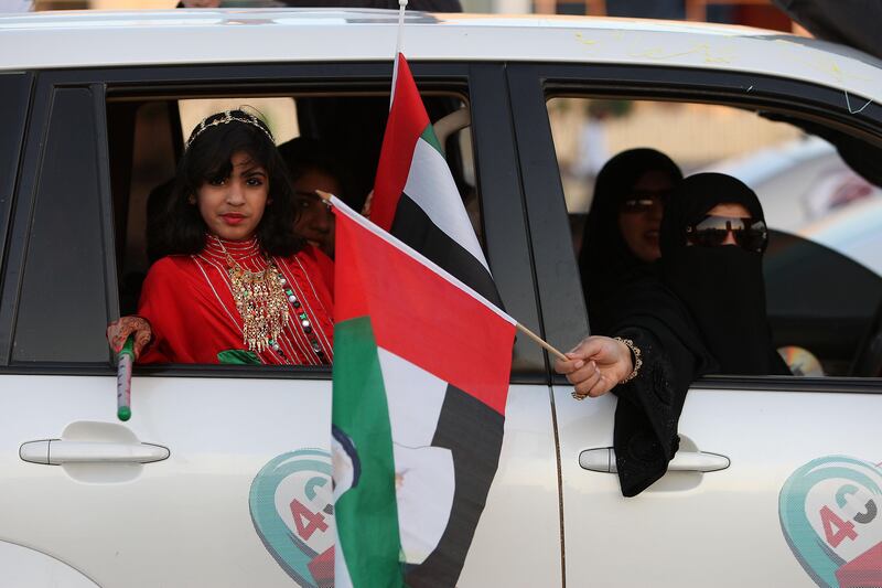 FUJAIRAH , UNITED ARAB EMIRATES Ð Dec 2 : People taking part in the Spirit of the Union march near the Fujairah Corniche as they are celebrating the UAE 40th National Day in Fujairah.  ( Pawan Singh / The National ) For News. Story by Rym