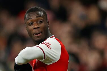 Soccer Football - Premier League - Arsenal v Manchester United - Emirates Stadium, London, Britain - January 1, 2020 Arsenal's Nicolas Pepe gestures Action Images via Reuters/John Sibley EDITORIAL USE ONLY. No use with unauthorized audio, video, data, fixture lists, club/league logos or "live" services. Online in-match use limited to 75 images, no video emulation. No use in betting, games or single club/league/player publications. Please contact your account representative for further details.
