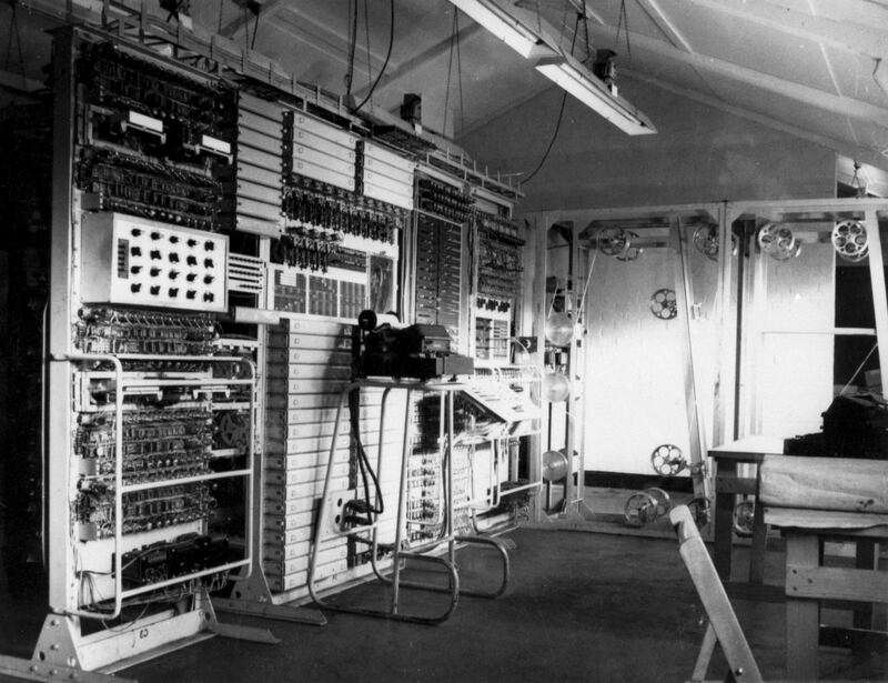 The control panels of Colossus, the world's first electronic programmable computer, at Bletchley Park in 1943. Codebreakers at Bletchley cracked Germany's Lorenz code with the help of Colossus
