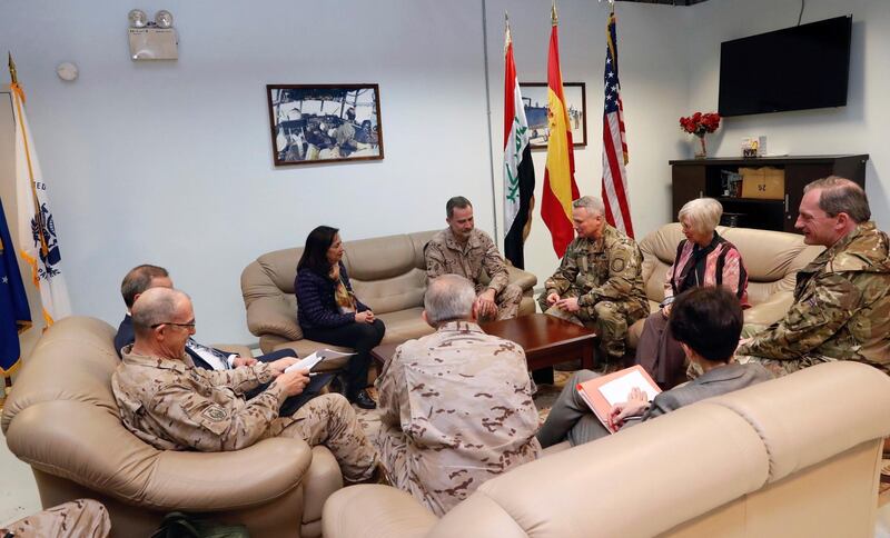 King Felipe meets the Lieutenant General of the United States Army Paul Josef LaCamera in Baghdad. EPA