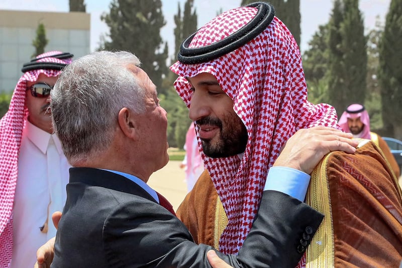 King Abdullah and Crown Prince Mohammed in Amman on June 22, 2022.  AFP
