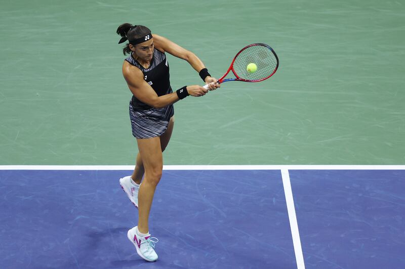 Caroline Garcia returns a shot against Ons Jabeur. Getty